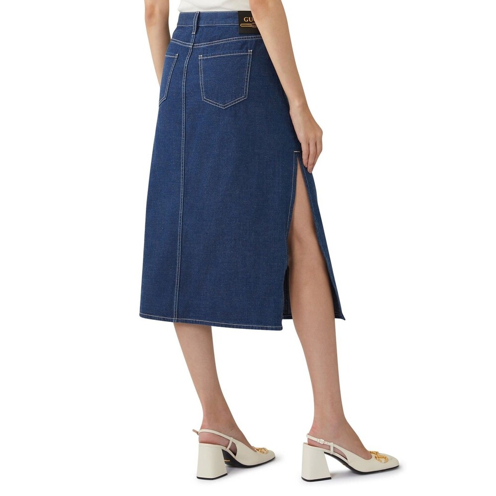GUCCI Denim Midi Skirt, IT 36 (fits XXS to S), NWT - Picture 2 of 16